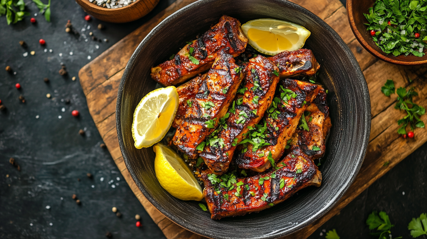 How to marinate mutton chops? Juicy marinated mutton chops on a plate