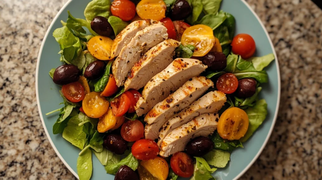 chicken salad chick recipe overhead bowl view