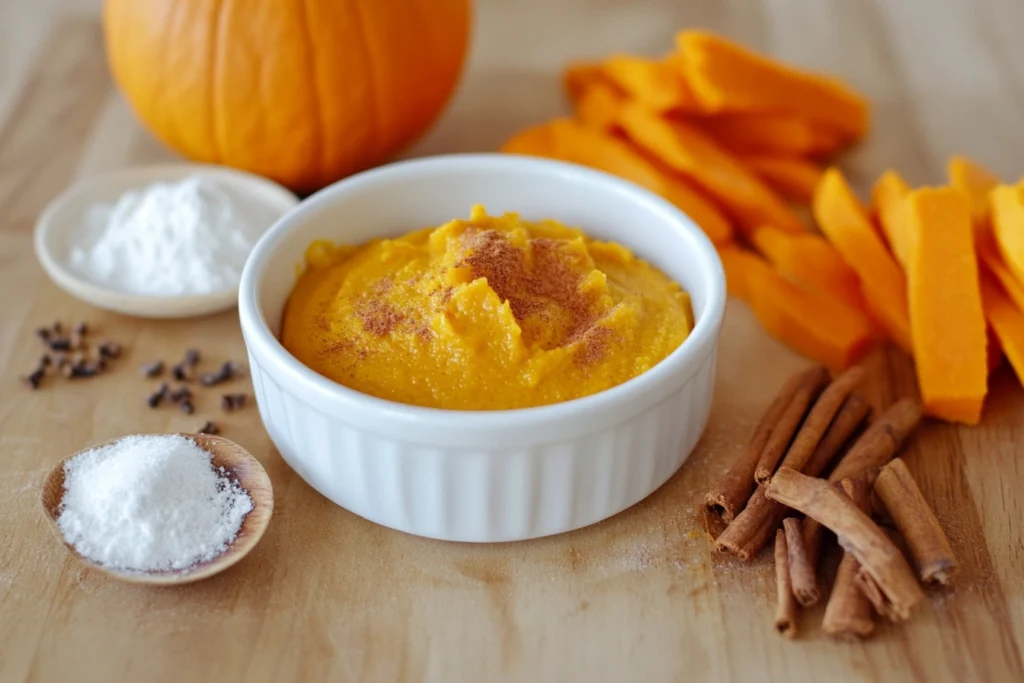 A ramekin of creamy pumpkin custard dessert