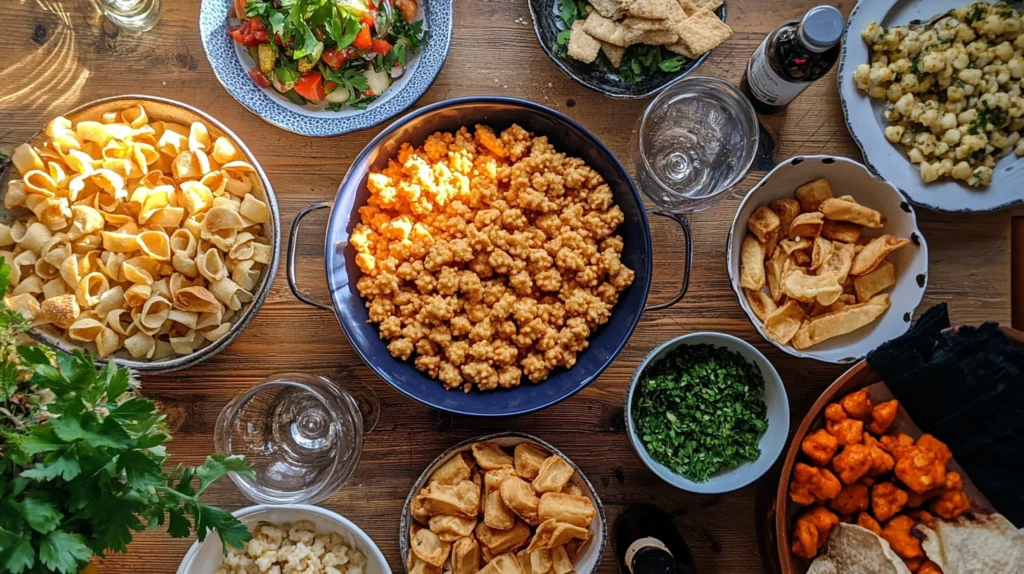 Platter of savoury snack food