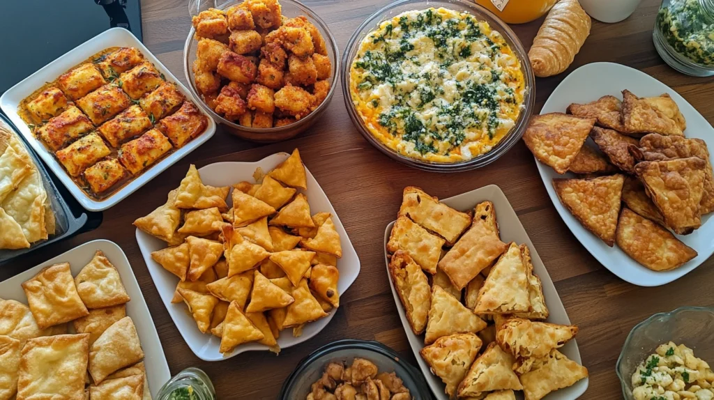 Platter of savoury snack food