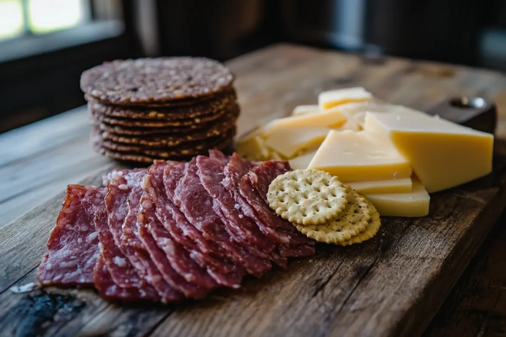 Corned beef on a wooden board, capturing Can I eat canned corned beef without cooking?