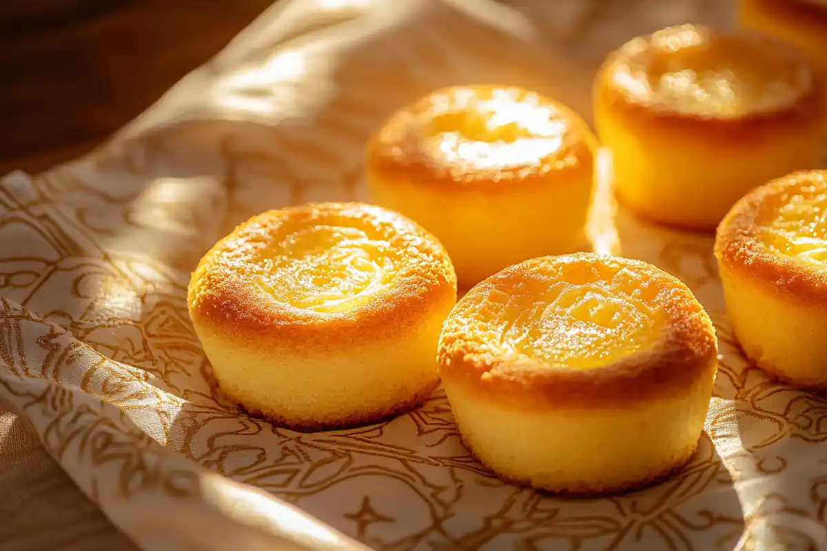Golden lemon cakes great gatsby recipe on an Art Deco tablecloth